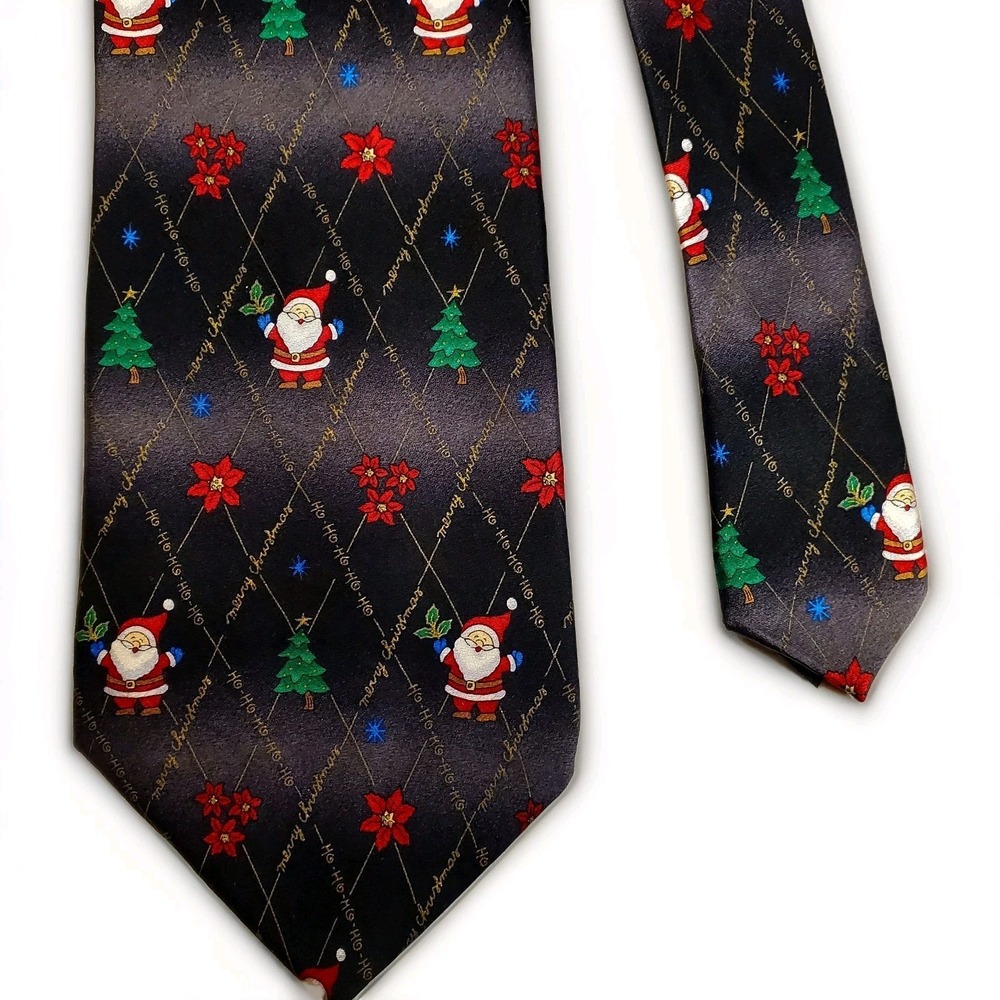 Silk‎ Christmas Tie Hallmark Licensed Santa Merry Christmas Ho Ho Ho 58 Inches